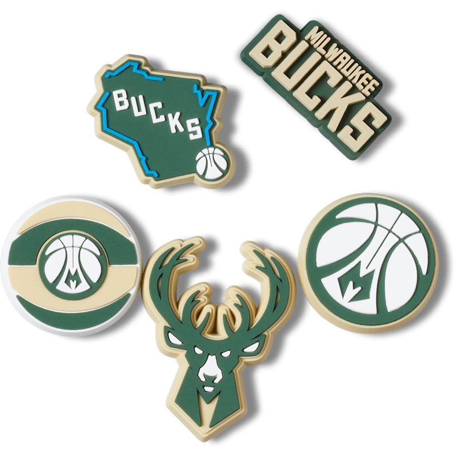 Crocs|NBA Milwaukee Bucks 5 Pack Jibbitz™ charms