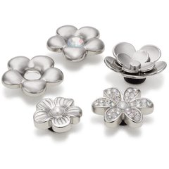 Crocs|Monochrome Slvr Flwrs 5 Pack Jibbitz™ charms