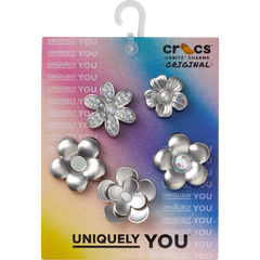 Crocs|Monochrome Slvr Flwrs 5 Pack Jibbitz™ charms