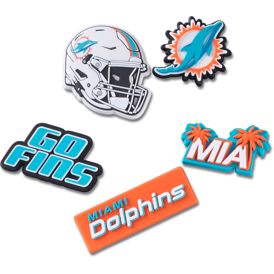 Crocs|NFL Miami Dolphins 5 Pack Jibbitz Shoe Charm