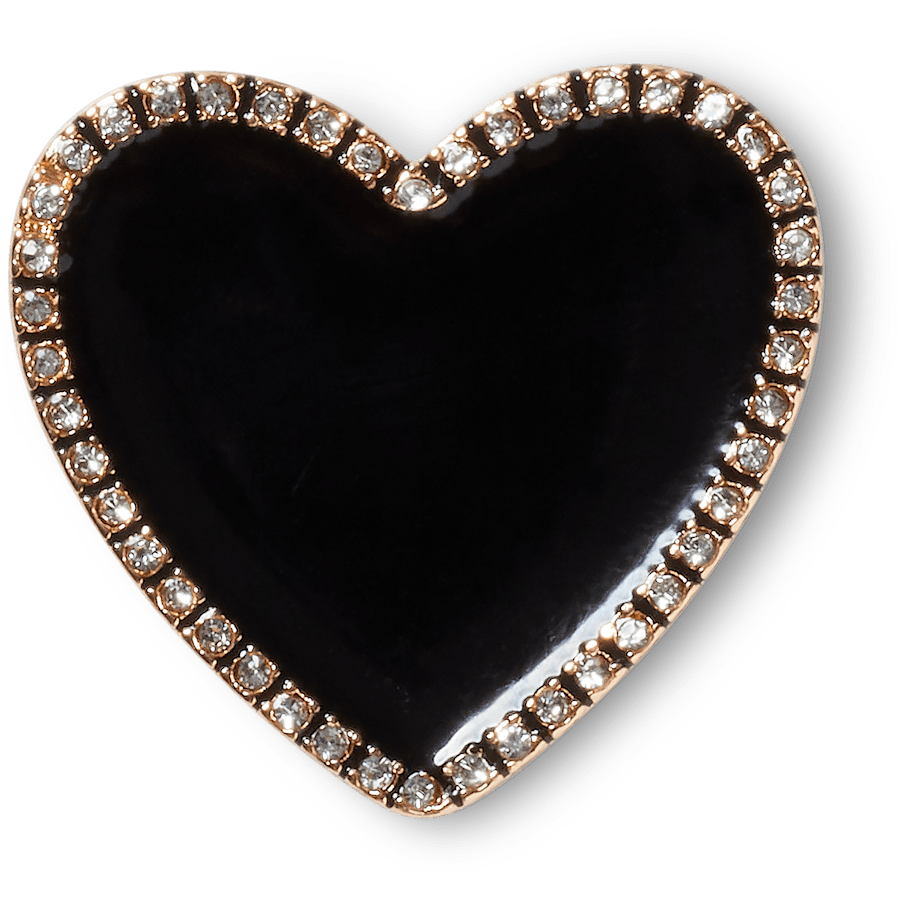 Crocs|Black Heart with Gold Outline Jibbitz™ charms
