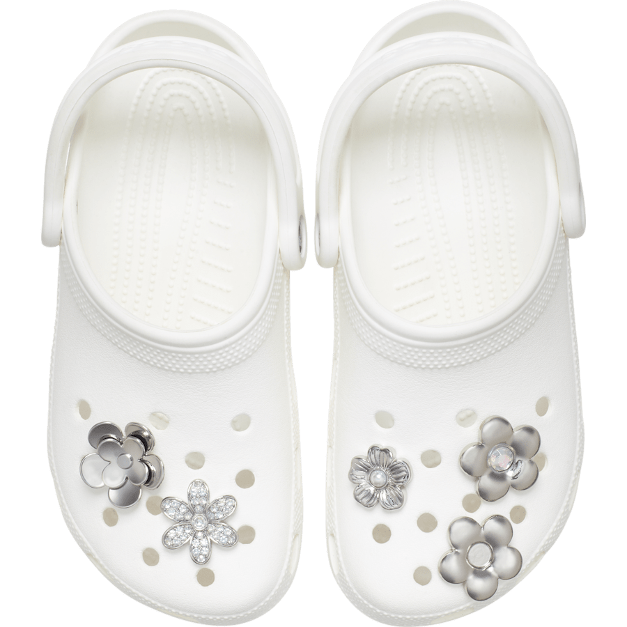 Crocs|Monochrome Slvr Flwrs 5 Pack Jibbitz™ charms