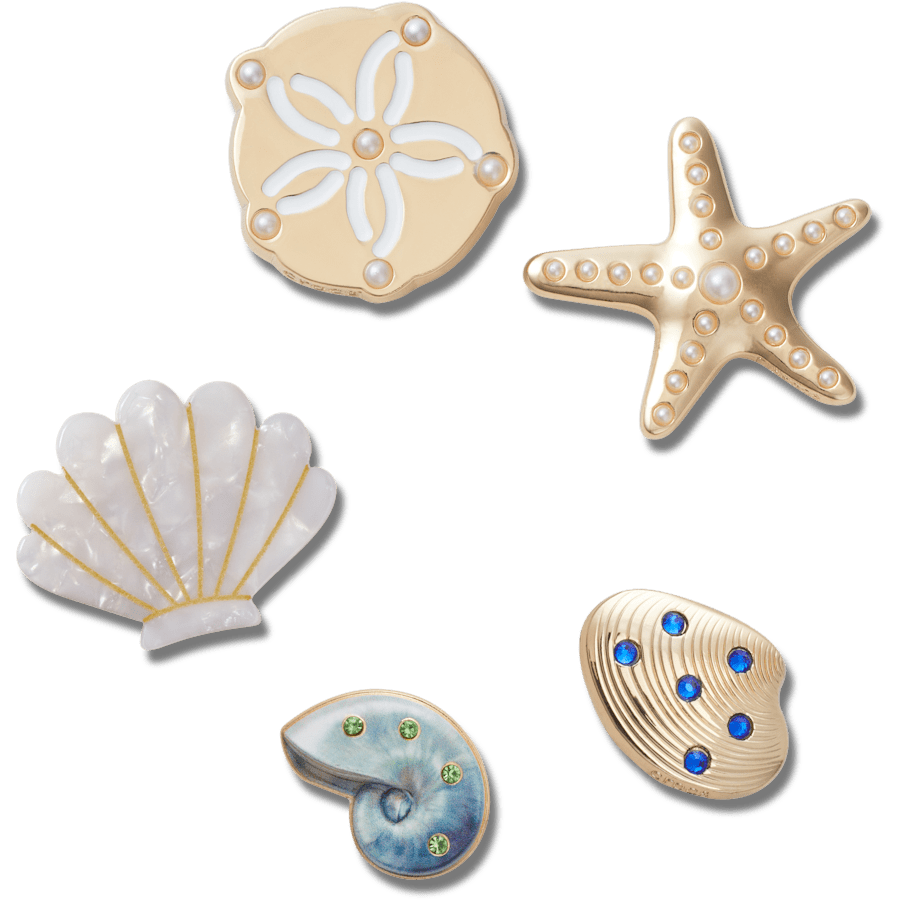 Crocs|Gold Seashell 5 Pack Jibbitz™ charms