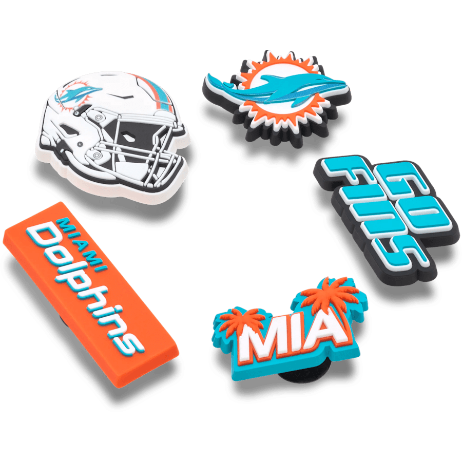 Crocs|NFL Miami Dolphins 5 Pack Jibbitz Shoe Charm