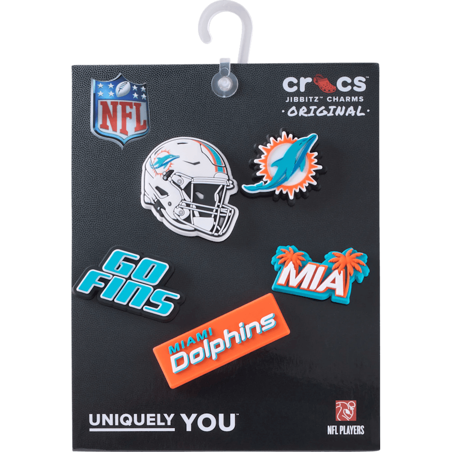Crocs|NFL Miami Dolphins 5 Pack Jibbitz Shoe Charm