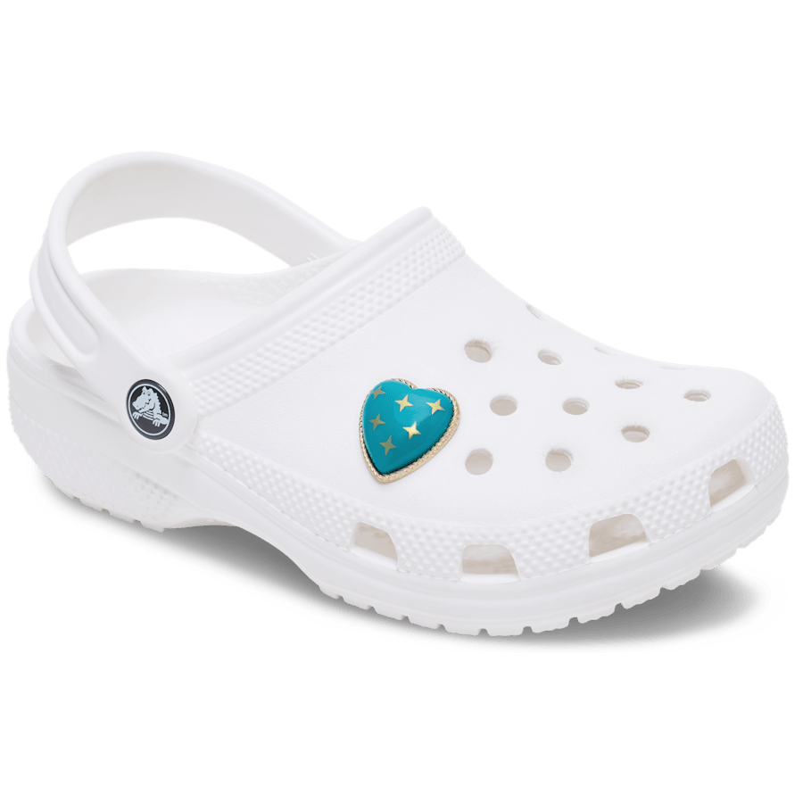Crocs|Turquoise and Gold Heart Jibbitz™ charms