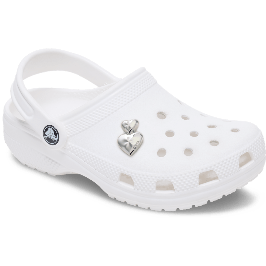 Crocs|Silver Double Heart Jibbitz™ charms