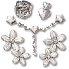 Crocs|Silver Meta Floral 5 Pack Jibbitz™ charms