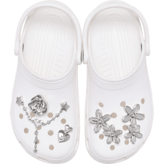 Crocs|Silver Meta Floral 5 Pack Jibbitz™ charms