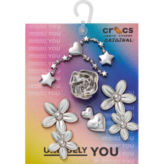 Crocs|Silver Meta Floral 5 Pack Jibbitz™ charms