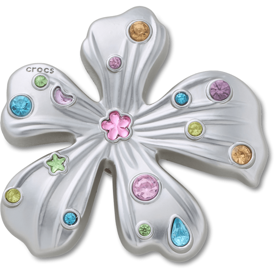 Crocs|Silver Meta Gem Flower Jibbitz™ charms