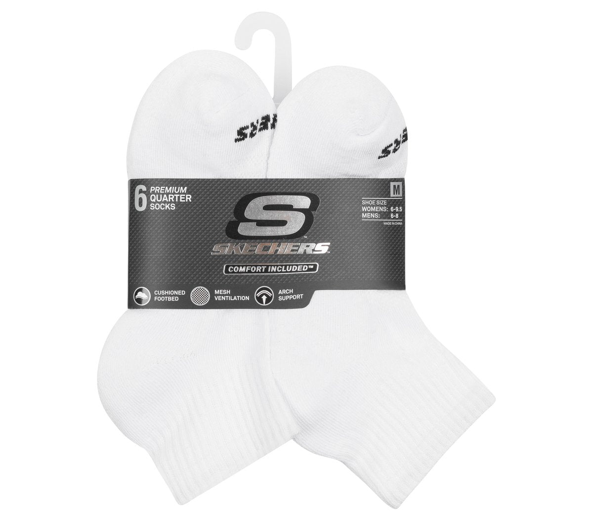 6 Pack Core Quarter Medium Socks | Skechers US