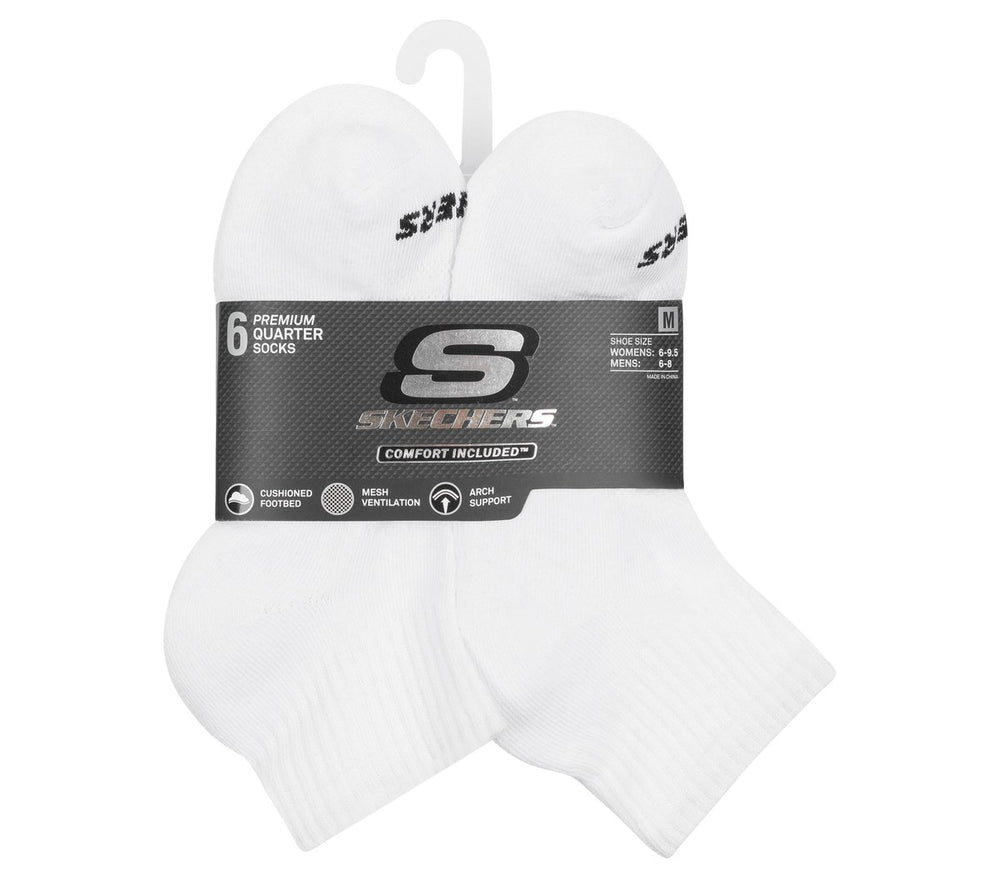 6 Pack Core Quarter Medium Socks | Skechers US