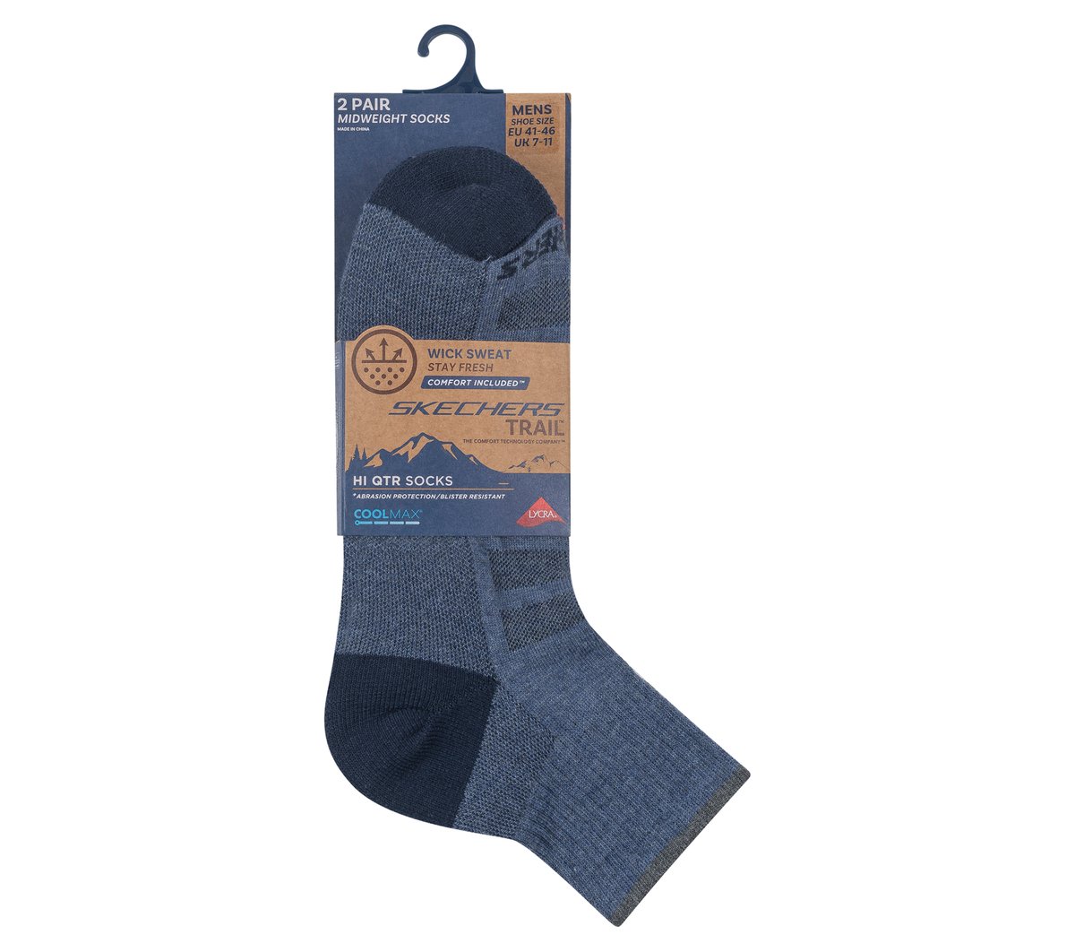 Mens Trail Quarter Coolmax Socks - 2 Pack | Skechers US