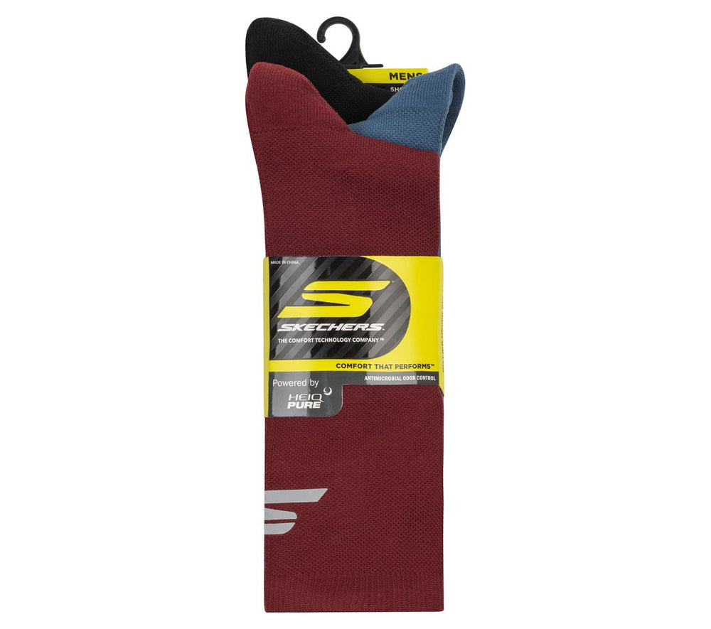 3 Pack Men's Reflective Performance Half Terry Crew Socks | Skechers US
