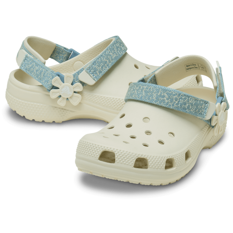 Crocs|Kids’ Classic Denim Flower Adjustable Backstrap Clog