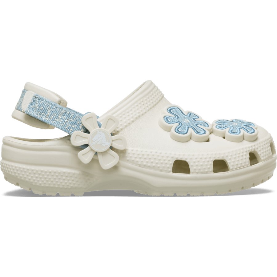 Crocs|Toddler Classic Denim Flower Adjustable Backstrap Clog