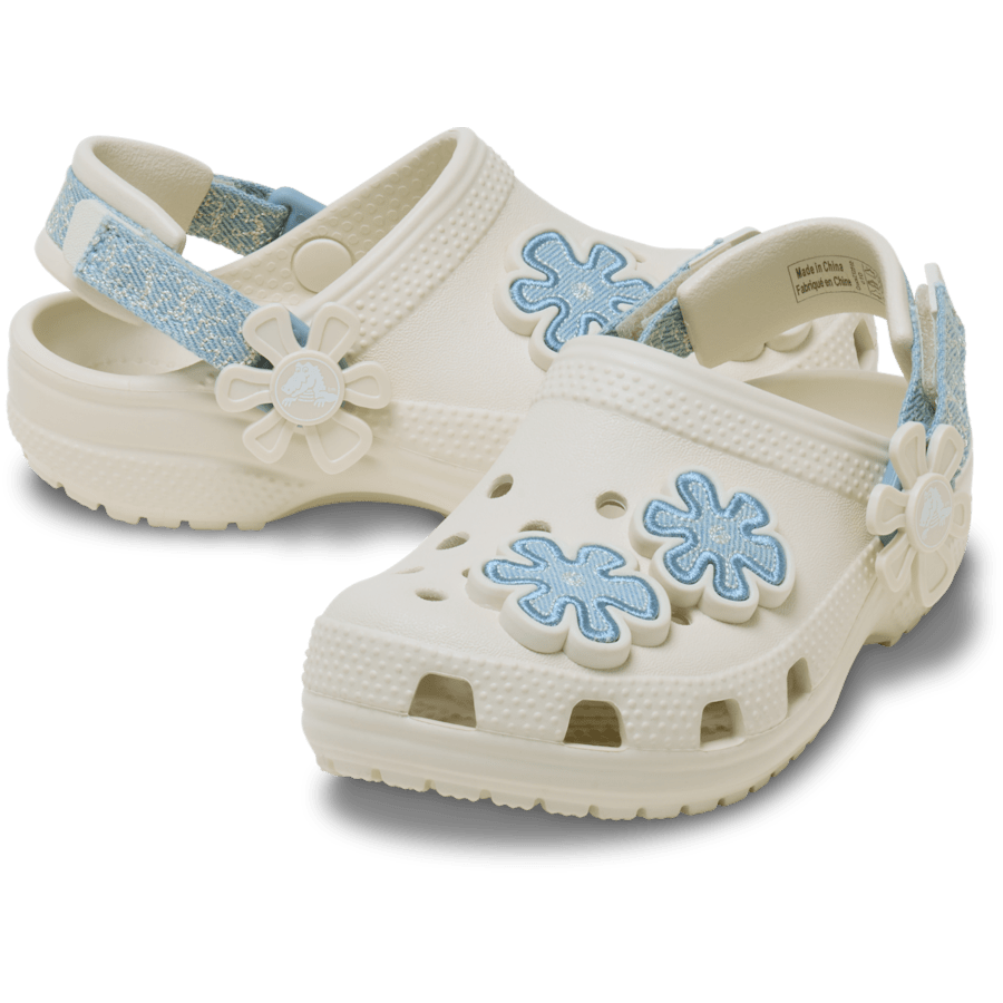 Crocs|Toddler Classic Denim Flower Adjustable Backstrap Clog