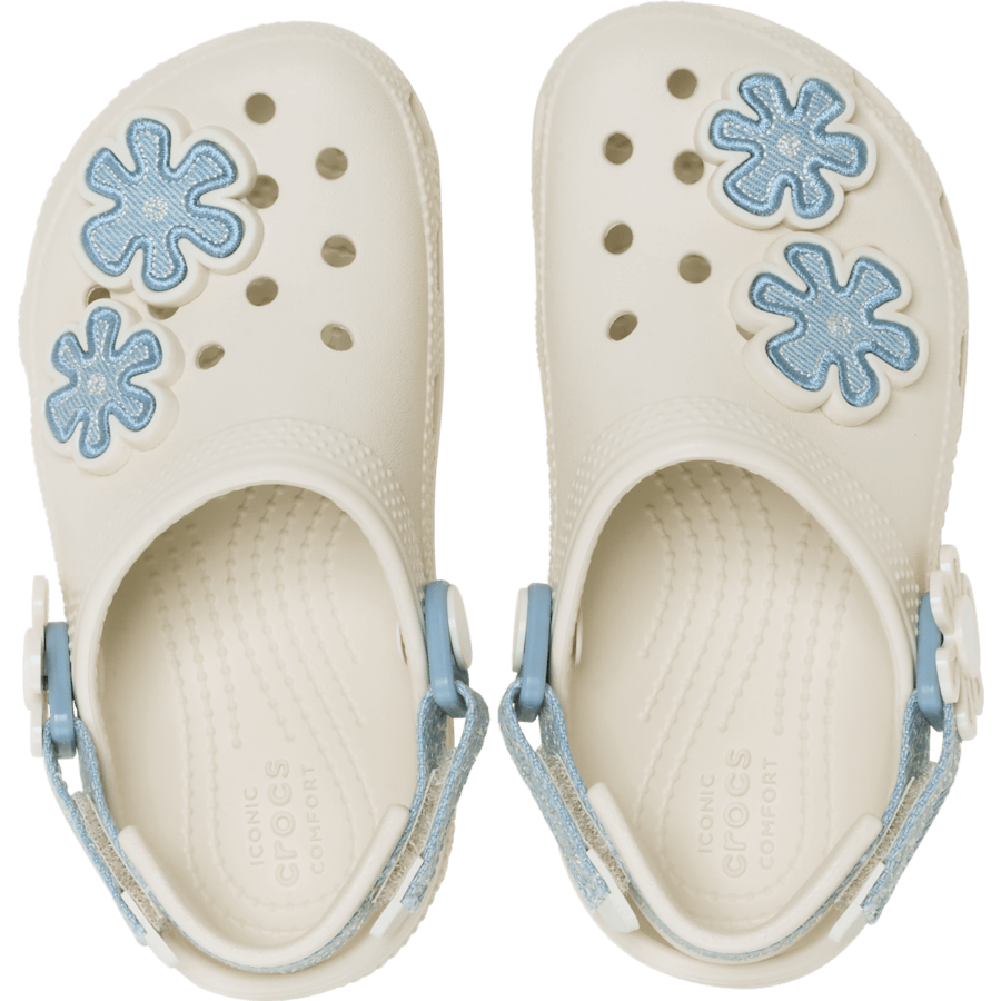 Crocs|Toddler Classic Denim Flower Adjustable Backstrap Clog
